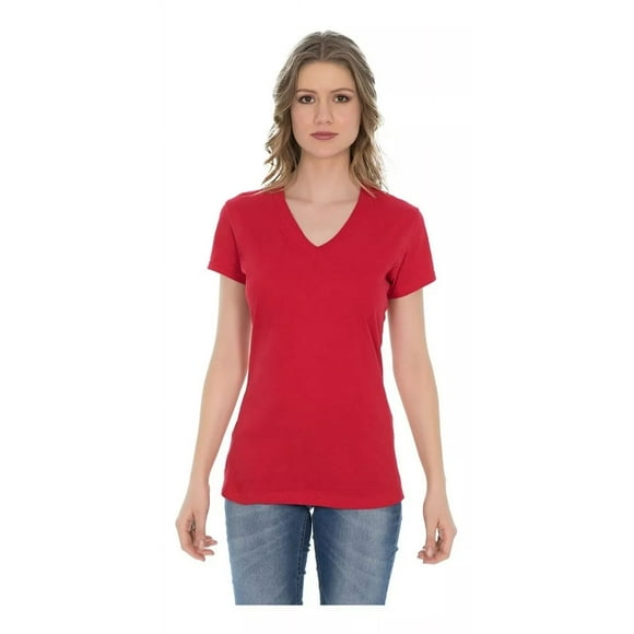 Playera Dama -mujer Manga Corta C/v Optima Algodon 8 Colores