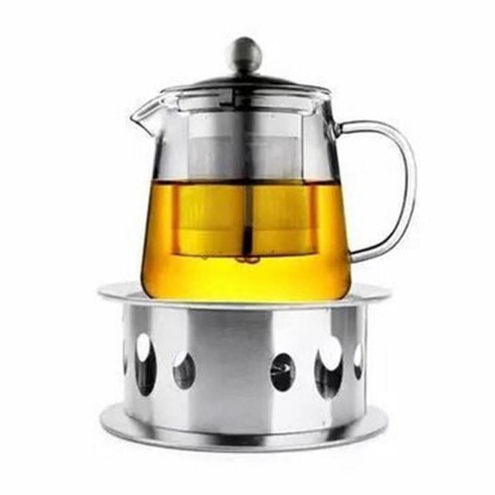 Detachable Teapot Warmer Heater Stainless Steel Candle Base Dish Round