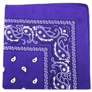 Paisley 100% Cotton Double Sided Bandana - 22 inches (Purple)
