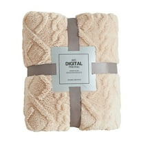 Throw Blanket for Couch – 3D Ribbed Jacquard Soft and Warm Decorative Fuzzy Blanket – Cozy, Fluffy, Plush Lightweight Khaki Throw Blankets for Bed, Sofa, 39x28 inches