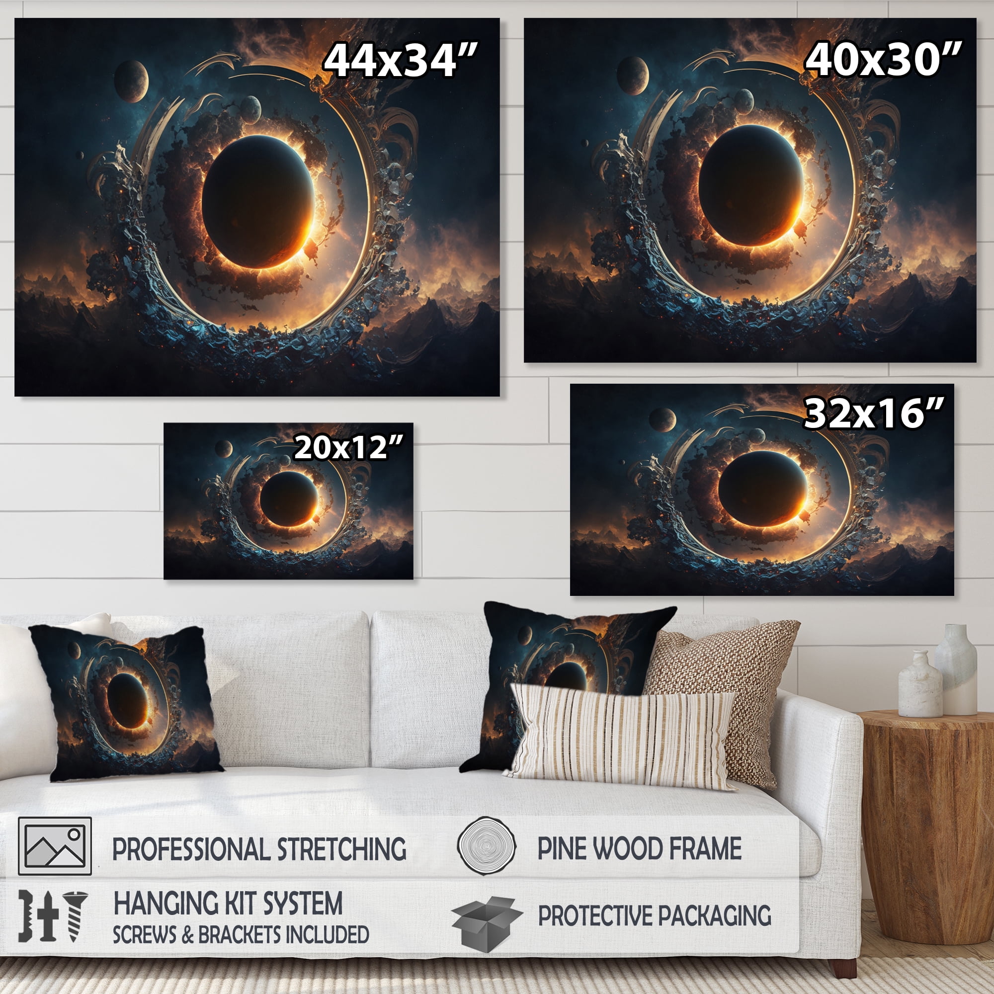 Designart Deep Planet Eclipse II Canvas Wall Art