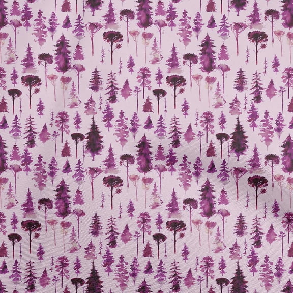 oneOone Polyester Spandex Dark Magenta Fabric Tree Fabric For Sewing Printed Craft Fabric By The Yard 56 Inch Wide