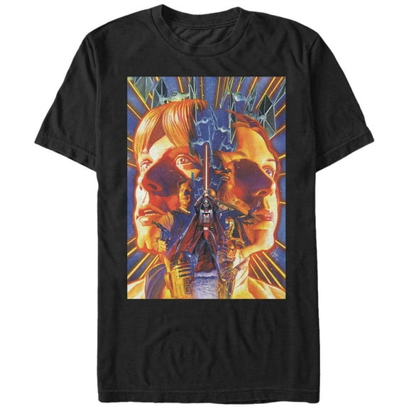 Men's Star Wars Luke and Leia Face Off Graphic Tee Black Small