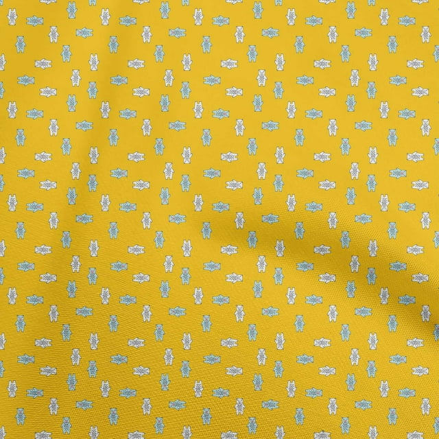 oneOone Cotton Flex Yellow Fabric Animal Craft Projects Decor Fabric Printed By The Yard 40 Inch Wide
