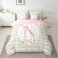 thumbnail image 2 of Castle Fairy Teens Boys Girls Bowknot Personalized Initial N 7-Piece Twin Bedding Sets,Chic Flower Rose Bedding Comforter Set,Dreamy Princess Breathable Sheet Sets,Microfiber Bedroom Decor, 2 of 8
