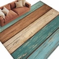 thumbnail image 2 of 5'x8' Area Rugs, Farmhouse Teal Brown Indoor Outdoor Area Rug for Living Room Bedroom, Vintage Retro Wooden Washable Bathroom Rugs Kitchen Floor Carpet Mats Home Decor Aesthetic, 2 of 8
