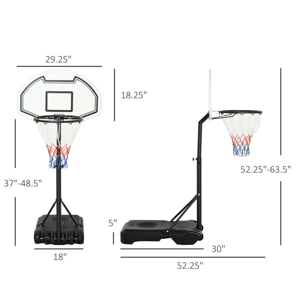 Resenkos Height-Adjustable Basketball Hoop - Portable Stand with 30" Backboard, Indoor/Outdoor Goals Set for Kids/Youth/Adults, Black​