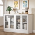 thumbnail image 4 of DIYART 53.1" W White Sideboard Buffet Cabinet with 4 Fluted Glass Doors, Accent Coffee Bar Cabinet, Kitchen Cabinet for Living Room, Kitchen or Hallway, 4 of 7