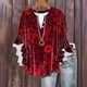 thumbnail image 1 of Tejiojio Women's Casual Printed Top Lace Trim V-Neck 3/4 Sleeves Button Down Fashionable Daily Wear, 1 of 6