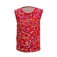 thumbnail image 4 of Bysome Little Girls T-Shirts For Child Crew Neck Sleeveless Comfortable Tops Sequins Casual Tee Red Size 3-4 T, 4 of 6