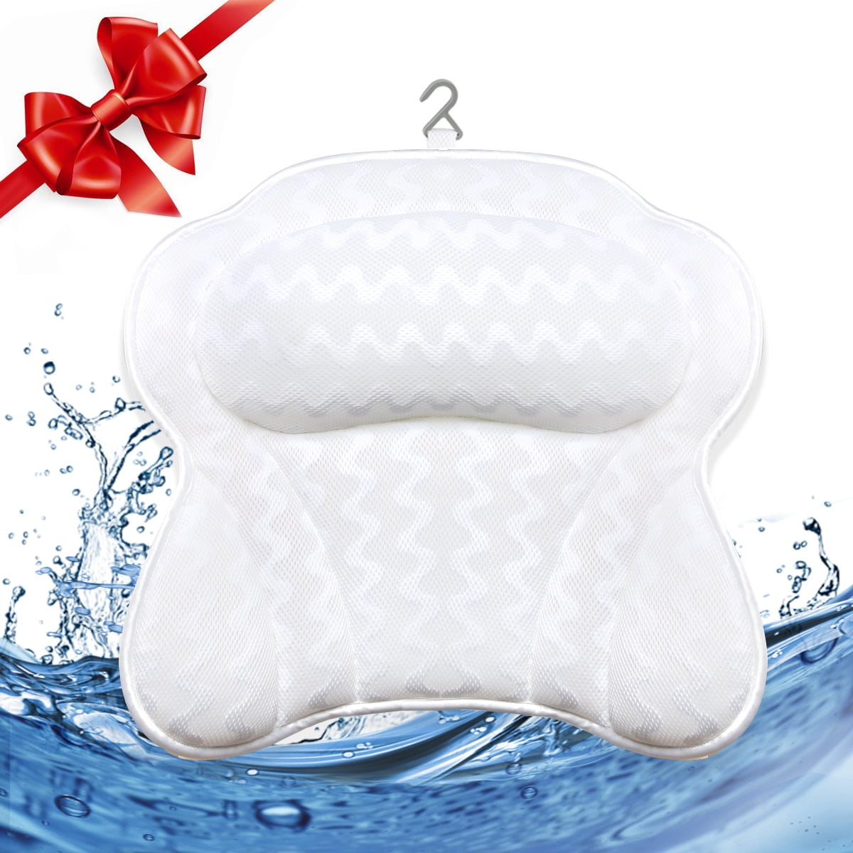 JQ_ Non-Slip Bath Pillow Spa Relaxing Spongy Cushion With Suction Cup Bathroom 