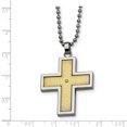 thumbnail image 3 of Collier Croix en Acier Inoxydable Plaqué Or 14k avec Accent Diamant 22 Po, 3 of 3