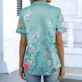 thumbnail image 7 of ASDFVBKG Women's Stain Long Sleeve Polo Shirt Casual Collared Shirts Button Down Fashion Business Vintage Floral Print Women's Tops Green L, 7 of 7