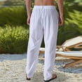 thumbnail image 4 of cfhntfmh Men's Casual Linen Pants Beach Summer Vacation Trousers Lightweight Linen Pants with Elastic Waist Drawstring（White,X-Large), 4 of 5