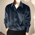 thumbnail image 2 of LNWUY Men's Solid Fashion Satin Luxury Dress Shirt Slim Fit Silk Casual Dance Party Long Sleeve Fitted Wrinkle Free Tuxedo Shirts Black XXL, 2 of 3