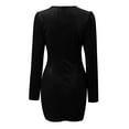 thumbnail image 5 of cfhntfmh Velvet Dress for Women Wrap V Neck Bodycon Dress Long Sleeve Wedding Guest Cocktail Party Slit Mini Dresses, 5 of 5