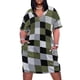 thumbnail image 2 of Vestido de bolsillo suelto para mujer vestidos de ocasión formal diseño cuadrado cuadros lineales verde salvia negro gris blanco, 2 of 7