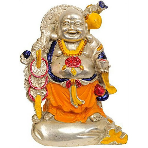 Exotic India Joyous Laughing Buddha - Brass Statue