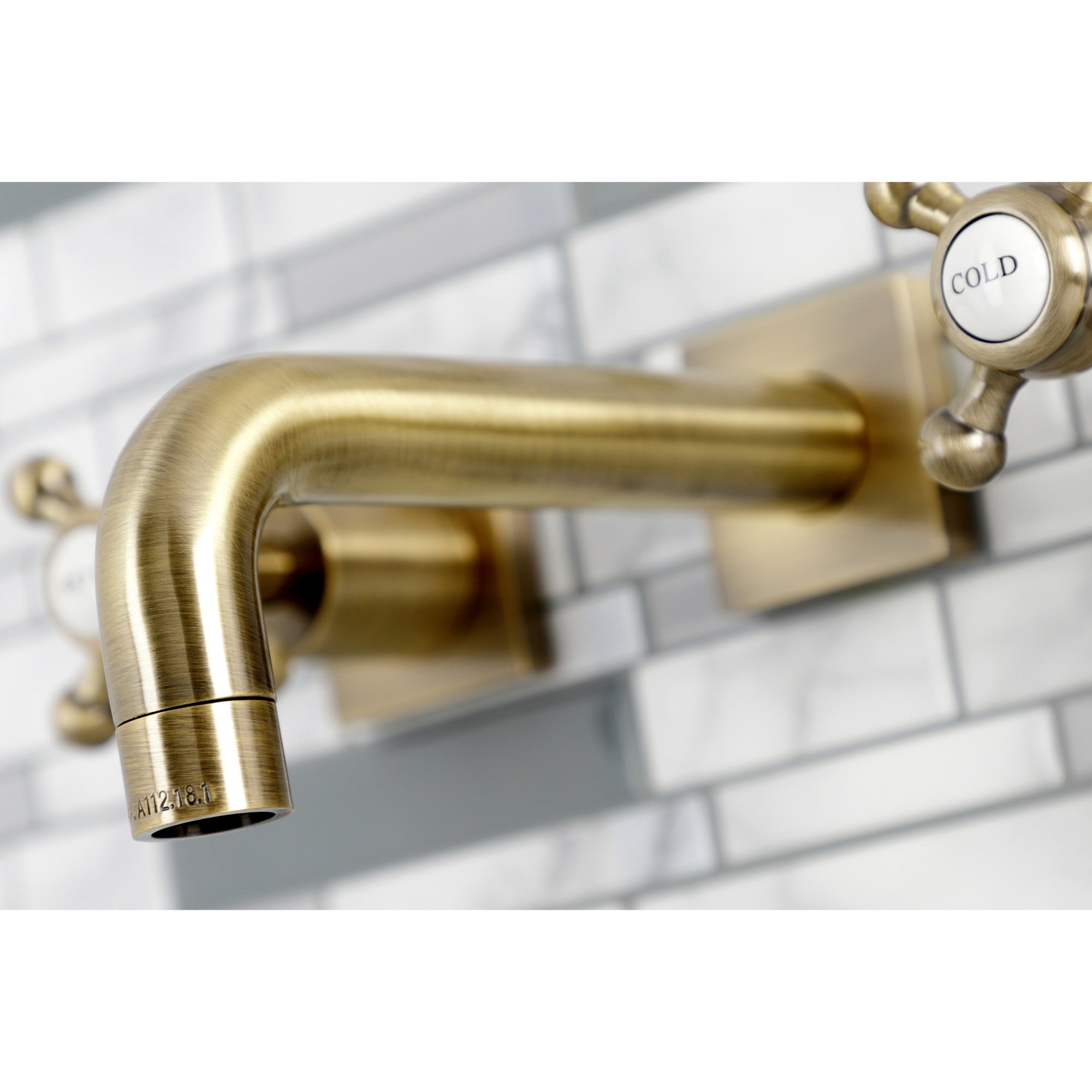 Kingston Brass KS6123BX Metropolitan Double-Handle Wall Mount Bathroom Faucet, Antique Brass