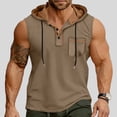 thumbnail image 2 of HappyYEE Men's Hooded Tank Tops Pullover Sleeveless Shirts with Drawstring Workout Gym Training Athletic Tank Top Khaki XXL, 2 of 9