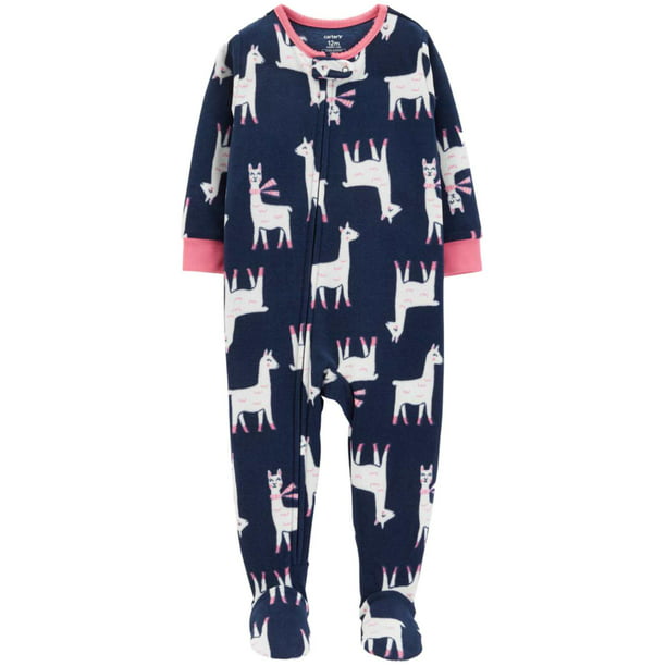 Carters Infant Girls Plush Blue LLama Sleeper Footie Pajamas Sleep & Play