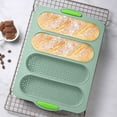 thumbnail image 4 of 4-Cavity Silicone Bread Pan | Non-Stick Sandwich Roll Mold | Heat-Resistant Baking Pan for Homemade Bread | 13.4x9.4 Inch, 4 of 6