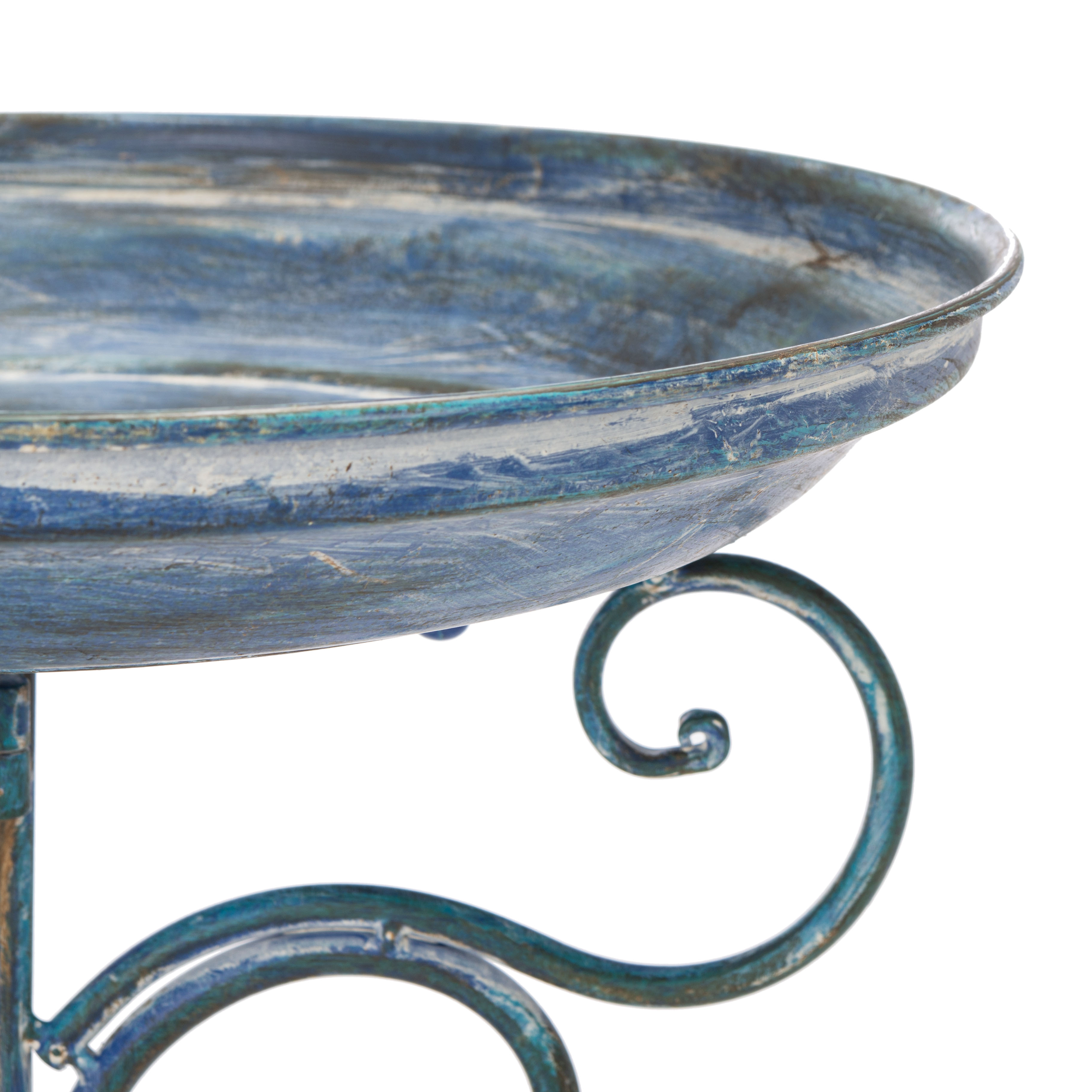 SAFAVIEH Ashlan Solid Rustic Outdoor Patio Bird Bath, Antique Blue