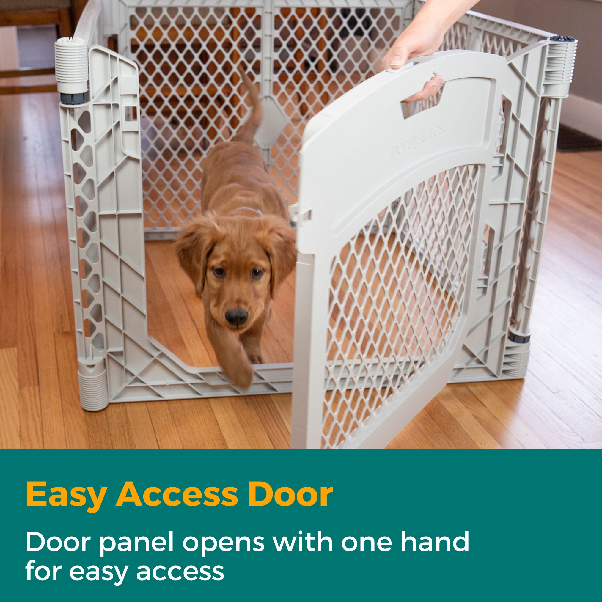 North States MyPet 4-Panel Plastic Petyard Plus Indoor and Outdoor Playpen for Dogs, Gray
