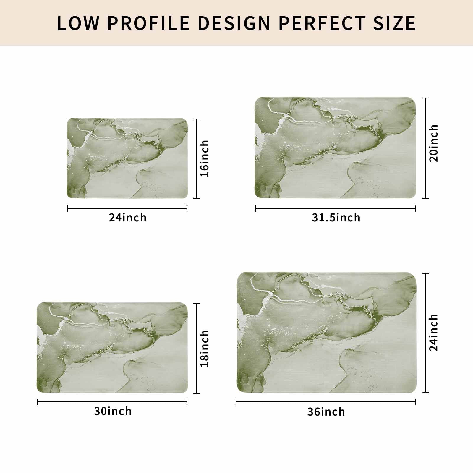 Marble Sage Green Doormat Outdoor Entrance 20"x31.5", Modern Abstract Ink Painting Luxury Absorb Moisture Dirt Door Mats, Non-Slip Rubber Backing Floor Mats Indoor, Low-Profile Front Door Rugs