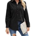 thumbnail image 3 of Blusa de solapa de manga larga con bolsillos Camisa casual con botones para mujer para otoño e invierno, 3 of 6