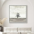 thumbnail image 2 of IDEA4WALL Framed Canvas Print Wall Art Birds Fly over Field with Tree Landscape Nature Wildlife Scenery Animals Abstract Wall Decorative Rustic Scenic Relax/Calm for Rooms - 16"x16" White, 2 of 5