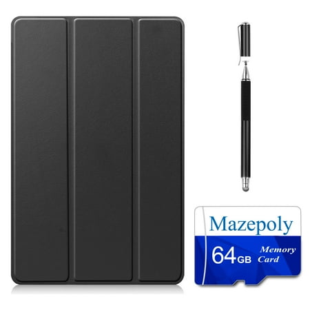 Mazepoly Galaxy Tab A7 (SM-T500/T505/T507) Accessories Bundle:Samsung Tab A7 10.4 inch Smart Black Case, 64GB Memory Card with adapter and Disc and Fiber Tip 2-in-1 Stylus Capacitive Pen