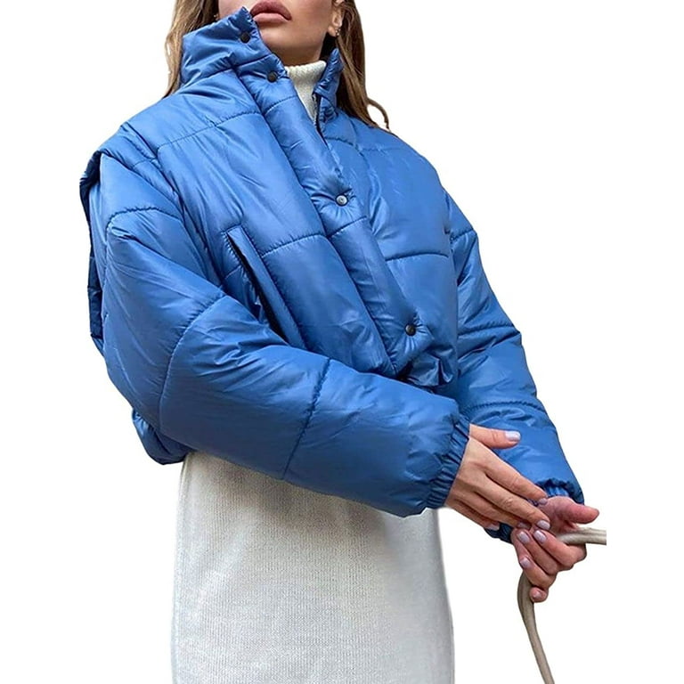 PIKADINGNIS Women Quilted Cropped Puffer Jacket Vest with
