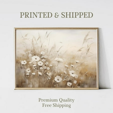Muted Wildflower Wall Art, Spring meadow, Neutral Landscape Wall Art, Giclée Mailed Fine Art Print, Cottage Wall Art Poster, Unframed Poster Size 12x18