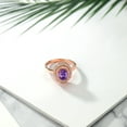 thumbnail image 4 of Gem Stone King 18K Rose Gold Plated Silver Oval Purple Amethyst Halo Engagement Ring for Women (2.35 Cttw, Gemstone February Birthstone, Oval 8X6MM, Size 5), 4 of 4