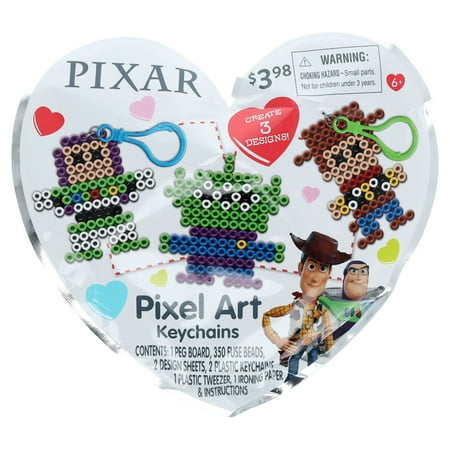 Disney Toy Story Pixel Art Plastic Beaded Keychain Set, for Child Ages 3+