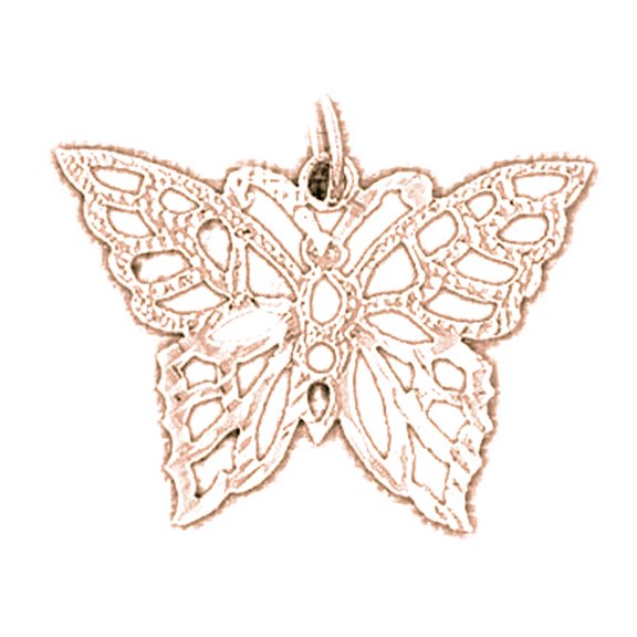 14K Rose Gold Butterflies Pendant - 20 mm