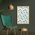 thumbnail image 2 of Sea Animals Wall Art with Frame, Repeated Cartoon Sharks Swimming to Different Directions Pattern, Printed Fabric Poster for Bathroom Living Room, 23" x 35", Slate Blue and Eggshell, by Ambesonne, 2 of 2
