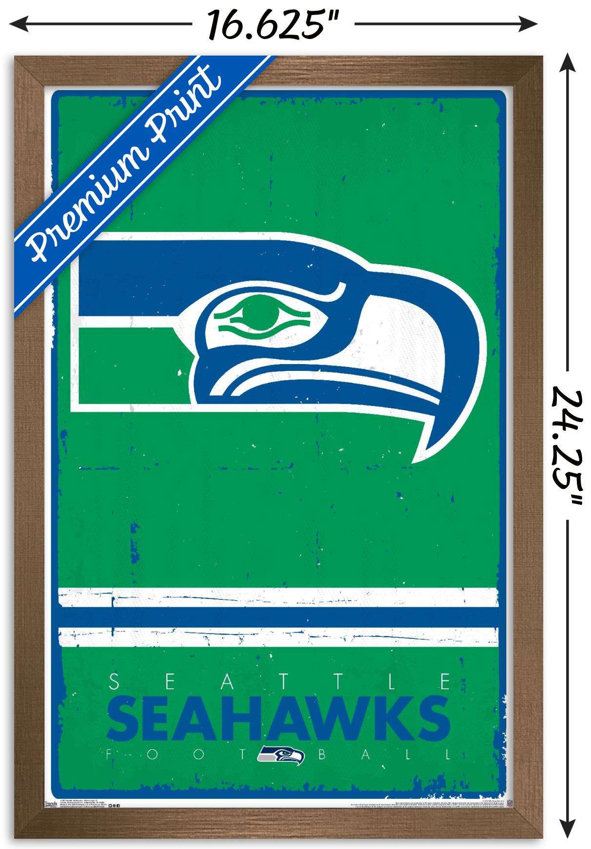 NFL Seattle Seahawks - Retro Logo 15 Wall Poster, 14.725" x 22.375", Framed