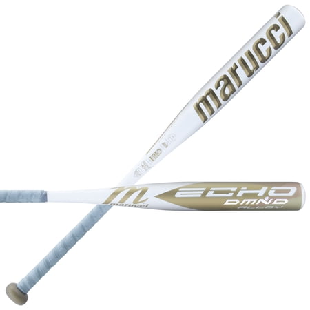 Marucci Echo DMND Lightweight Alloy 1/4 Barrel Fastpitch Softball Bat White and Gold -12 28/16