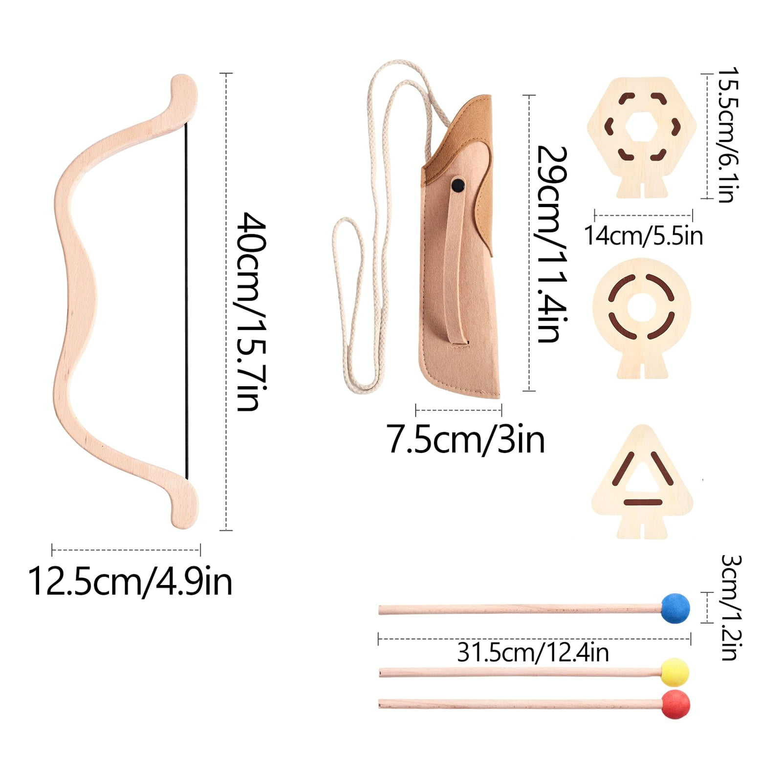 Wooden Bow and Arrow Toy Set, Safe Suction Cup Archery Shooting Game for Kids, Outdoor Sports Educational Birthday Gift