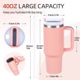 thumbnail image 5 of QCQHDU 1182ml 40 oz Tumbler with Handle and Straw,Leak Proof Insulated Coffee Travel Mug, Double Wall Stainless Steel Vacuum Insulated Coffee Mug for Ice Drink or Hot Beverages(Pink), 5 of 6
