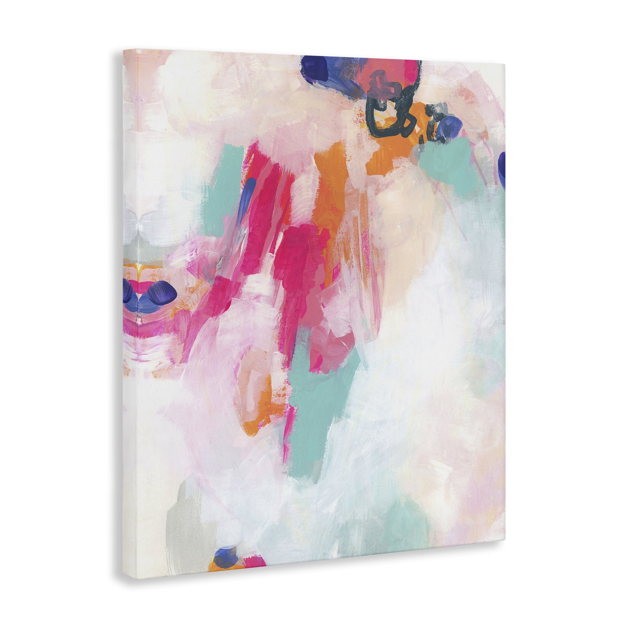 Stupell Industries Pink & Blue Paint Strokes Abstract Painting Wrapped Canvas Art Print Wall Art, 24 x 30