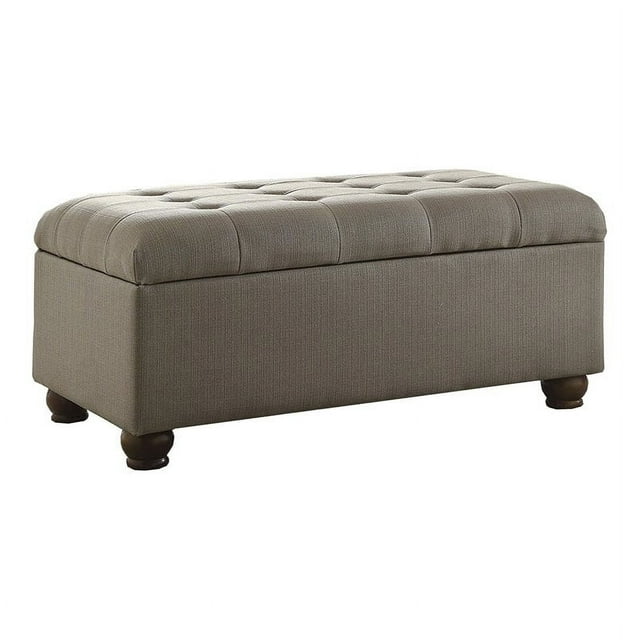 HomePop Banc de Rangement Traditionnel en Tissu Capitonné Grand Format en Gris Texturé