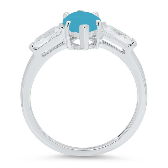2 ct Marquise Cut Simulated Turquoise Three-Stone Engagement Ring for Women in 14K White Gold