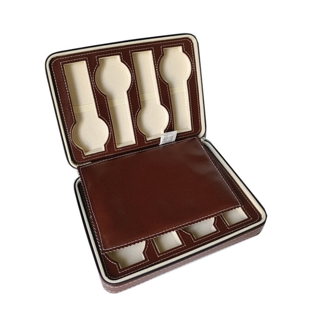 Caja de reloj con tapa ligera, caja de almacenamiento Simple con cremallera portátil, resistente al agua, de gran capacidad, accesorio de Almacenamiento y organización del hogar Marrón de 8 bits Wosthever HA074284-05