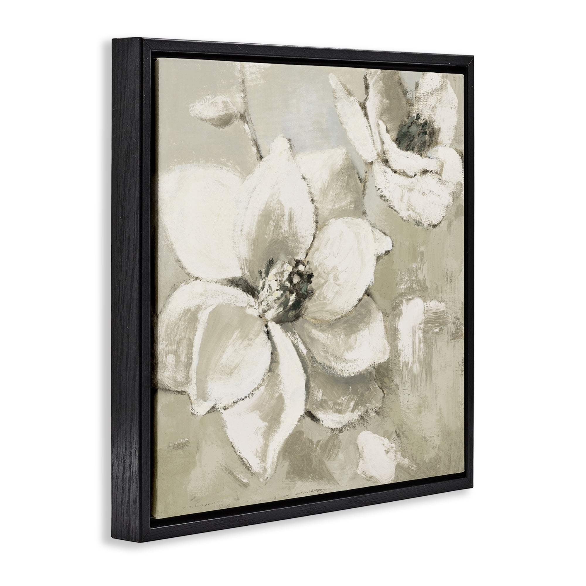 Stupell Industries Magnolias After Rain Black Framed Floater Canvas Wall Art, design by Lanie Loreth
