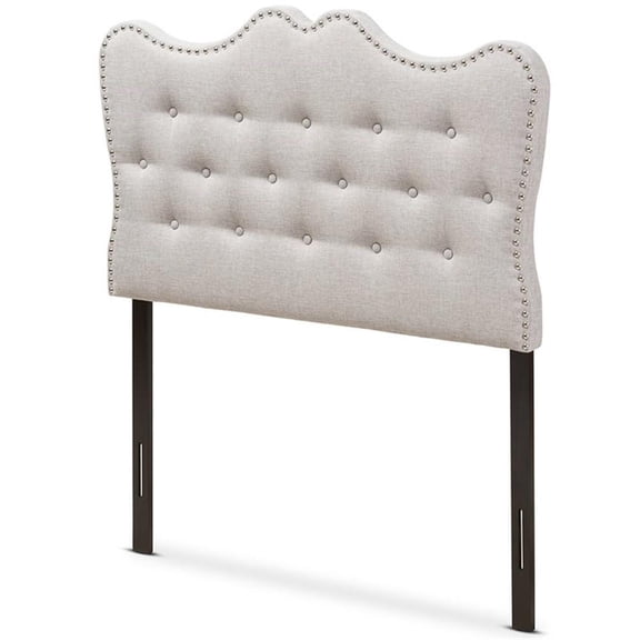 Bowery Hill Modern Tufted Twin Panel Headboard in Grayish Beige