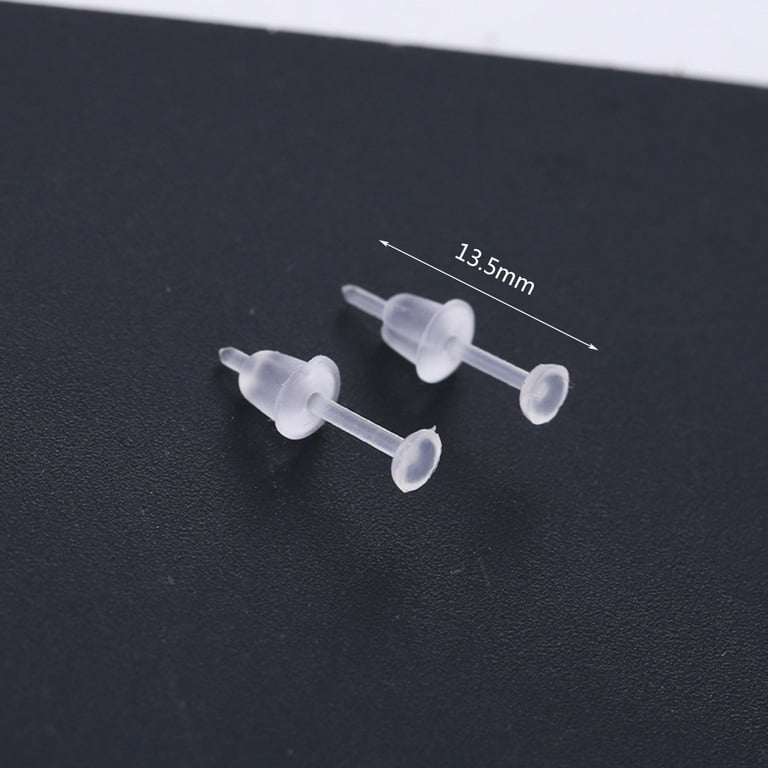 Sardfxul Creative 100 Set Clear Earrings Plastic Post Earrings Silicone  Earring Backs Ear Studs Piercing Retainers for Women Men 