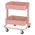 thumbnail image 5 of ECR4Kids 2-Tier Metal Rolling Utility Cart - Mobile Storage Organizer, Pink, 5 of 5